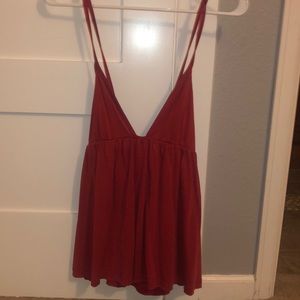 Free people red low cut tank top